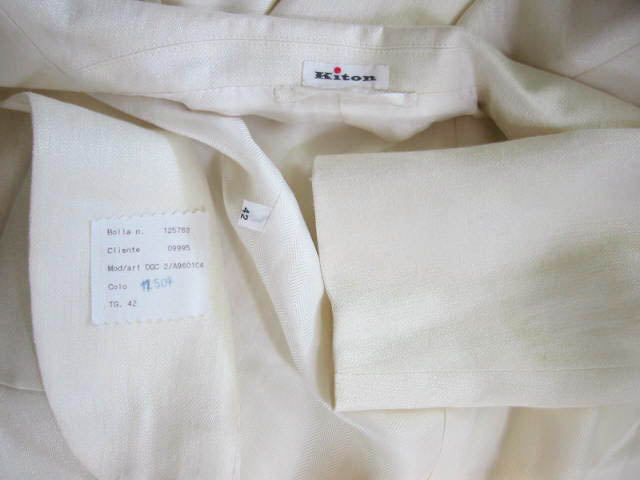 Kiton Women's Cream Herringbone Linen Coat IT 42/US 8 Stained