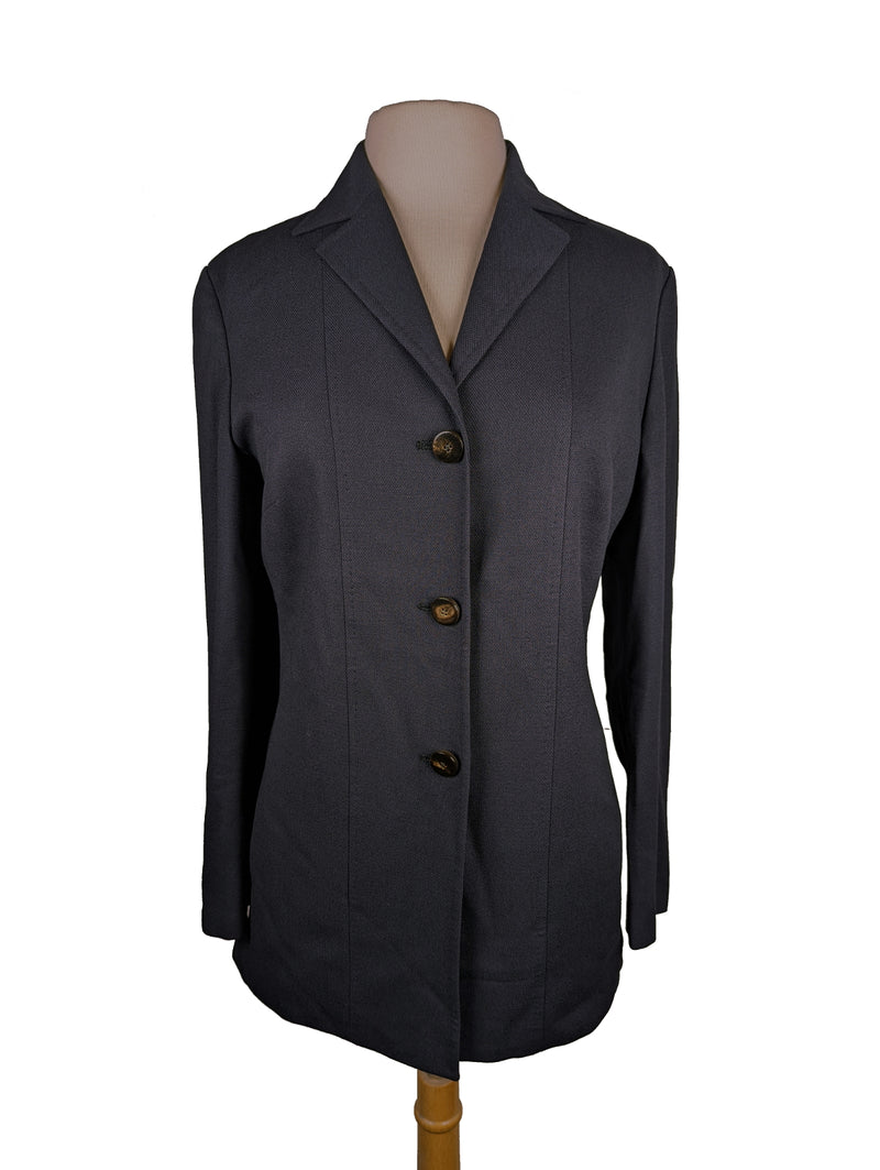 Kiton Women's Navy Wool/Silk Hopsack Spring Coat IT 44/US 8/10