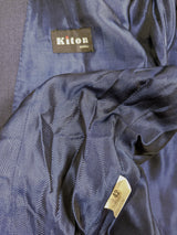 Kiton Women's Soft Navy Blue Wool Double Breasted Jacket/Coat IT 42/US 8/10