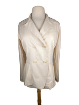 Kiton Women's Cream Cashmere/Silk Hopsack Spring DB Coat IT 42/US 8/10