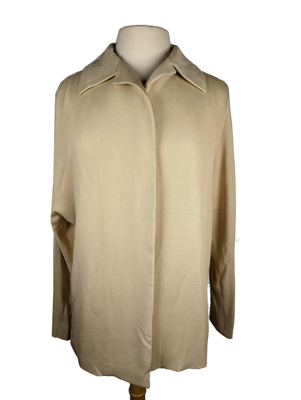 Kiton Women's Tan Silk Buttonless Jacket/Coat IT 42/US 8/10
