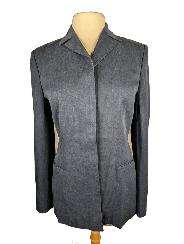 Kiton Women's Washed Blue Heavy Silk Jacket/Coat IT 42/US 8