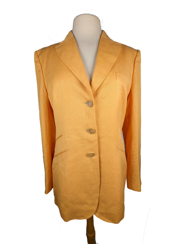 Kiton Women's Peach Herringbone Linen Jacket/Coat IT 46/US 12