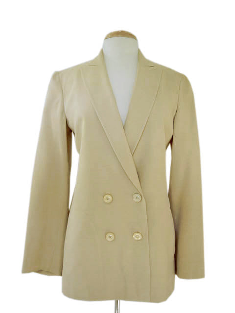 Kiton Women's Sand Double Breasted Silk Blazer IT 42/US 8/10