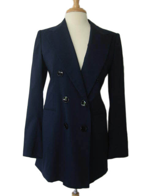 Kiton Women's Navy Double Breasted Cashmere Long Blazer IT 42/US 8/10