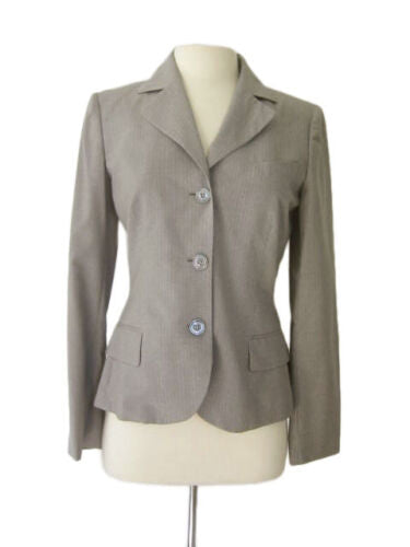 Kiton Women's Light Grey Striped Super 150's Blazer IT 42/US 8/10