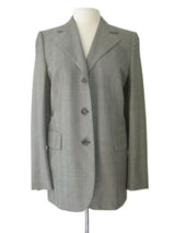 Kiton Women's Grey Plaid Wool Long Blazer/Coat IT 42/US 8/10