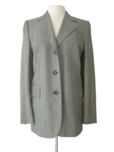 Kiton Women's Grey Plaid Wool Long Blazer/Coat IT 42/US 8/10