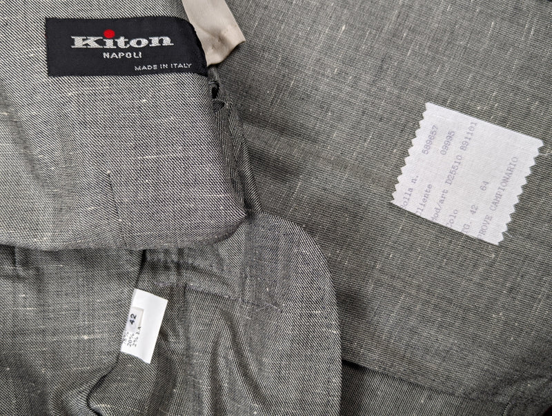 Kiton Women's Grey Melange Double Breasted Wool/Silk Blazer IT 42/US 8/10