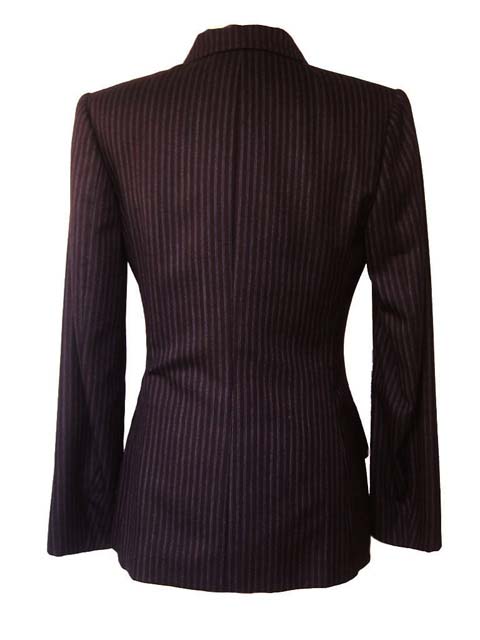 Kiton Women's Brown Striped Double Breasted Wool Blazer IT 42/US 8/10