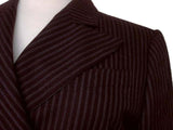 Kiton Women's Brown Striped Double Breasted Wool Blazer IT 42/US 8/10