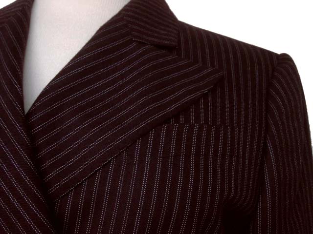 Kiton Women's Brown Striped Double Breasted Wool Blazer IT 42/US 8/10