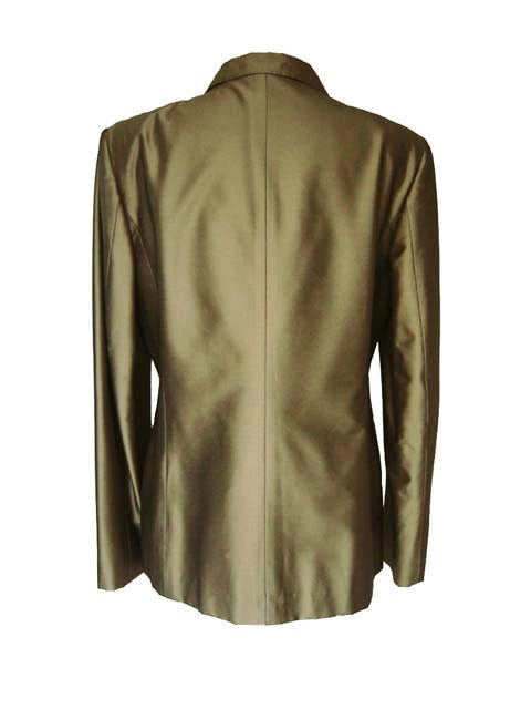 Kiton Women's Golden Olive Silk Blend Blazer IT 48/US 14/16