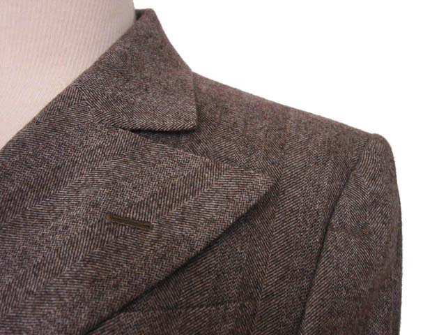 Kiton Women's Oatmeal Brown Herringbone Double Breasted Wool Blazer IT 42/US 8/10