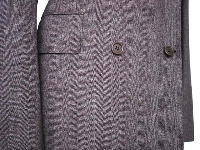 Kiton Women's Oatmeal Brown Herringbone Double Breasted Wool Blazer IT 42/US 8/10
