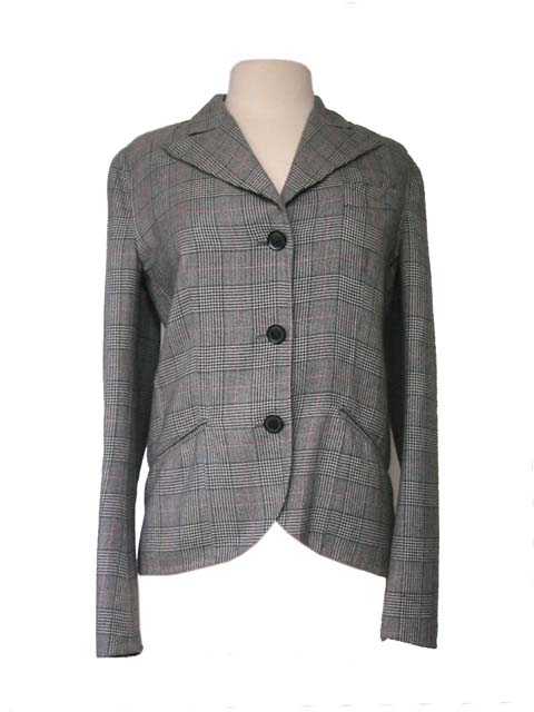 Kiton Women's Grey Plaid Cashmere Blazer IT 42/US 8/10