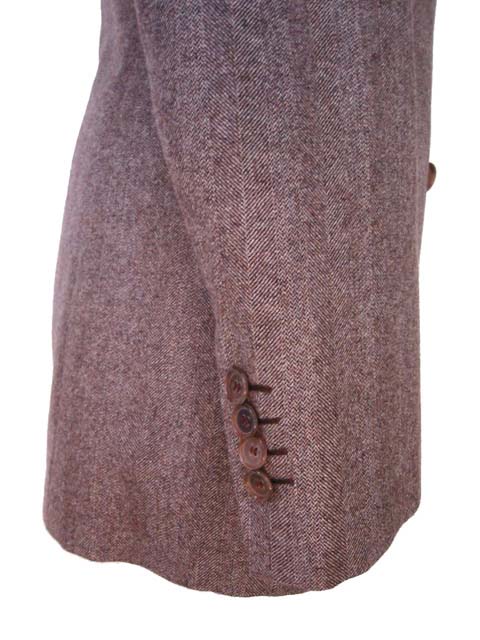 Kiton Women's Oatmeal Brown Herringbone Double Breasted Wool Blazer IT 42/US 8/10