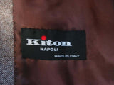 Kiton Women's Oatmeal Brown Herringbone Double Breasted Wool Blazer IT 42/US 8/10