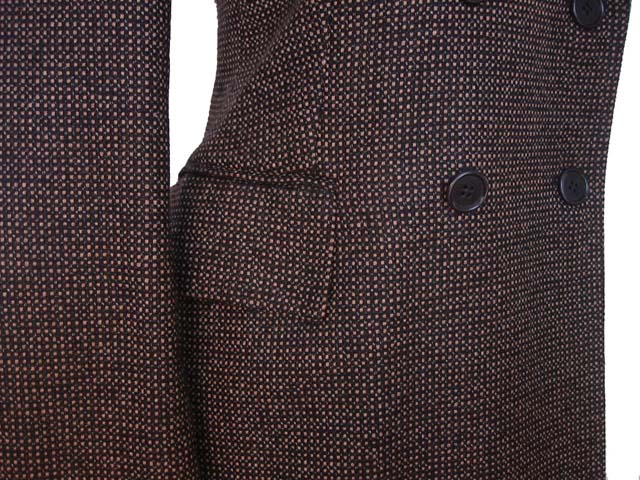 Kiton Women's Charcoal/Gold check Double Breasted Wool Blazer IT 42/US 8/10