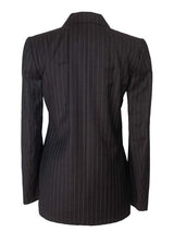 Kiton Women's Charcoal Striped Double Breasted Wool Blazer IT 42/US 8/10