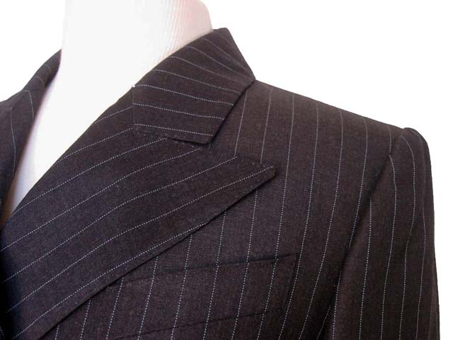 Kiton Women's Charcoal Striped Double Breasted Wool Blazer IT 42/US 8/10
