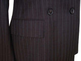 Kiton Women's Charcoal Striped Double Breasted Wool Blazer IT 42/US 8/10