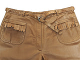 Kiton Women's Trousers Tan Fringed Leather IT 42