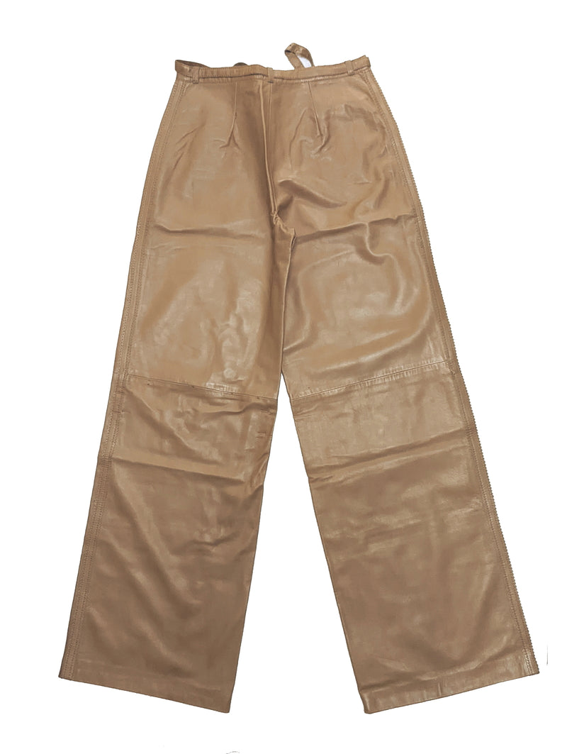 Kiton Women's Trousers Tan Fringed Leather IT 42