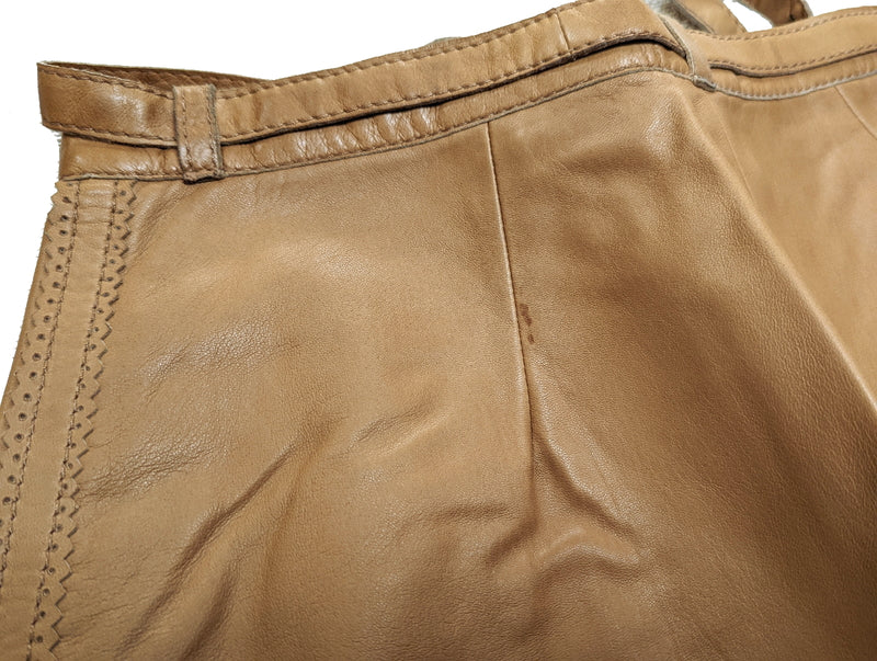 Kiton Women's Trousers Tan Fringed Leather IT 42