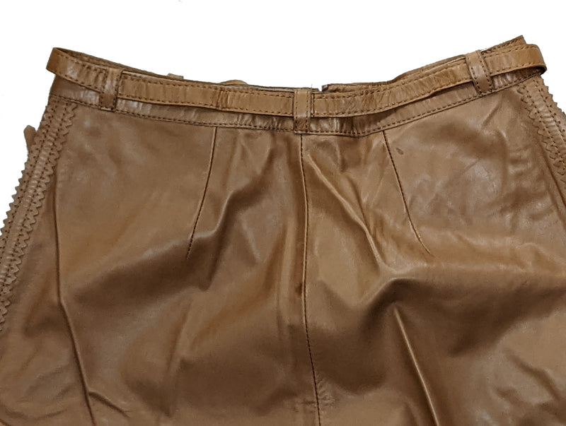 Kiton Women's Trousers Tan Fringed Leather IT 40
