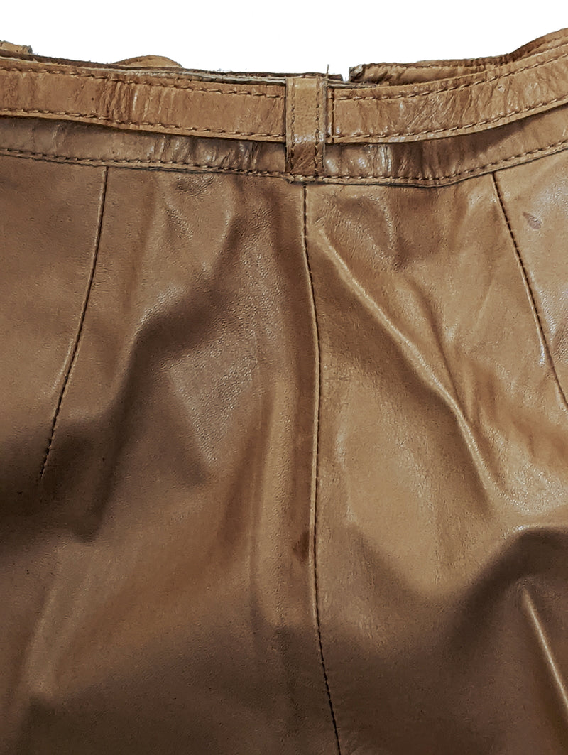 Kiton Women's Trousers Tan Fringed Leather IT 40