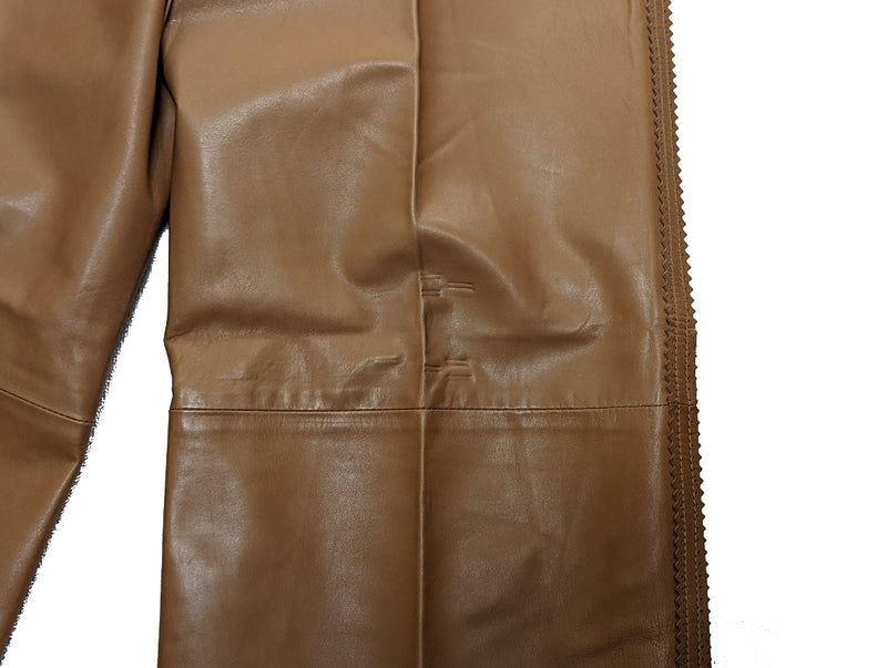 Kiton Women's Trousers Tan Fringed Leather IT 40