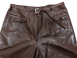 Kiton Women's Trousers Dark Brown Fringed Leather IT 42