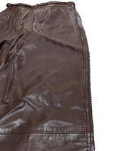 Kiton Women's Trousers Dark Brown Fringed Leather IT 42