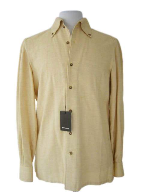 Kiton Sport Shirt M Yellowish Beige Cotton Flannel