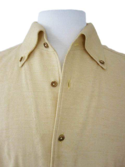 Kiton Sport Shirt M Yellowish Beige Cotton Flannel