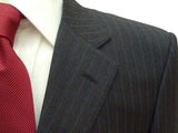 Lanvin Suit: 40L, Dark gray with purple stripe, 3-button, pure wool - slightly irregular