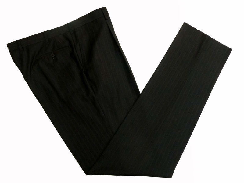 Lanvin by Caruso Suit 47L/48L, Black tonal stripes, 3-button, pure wool - slightly irregular