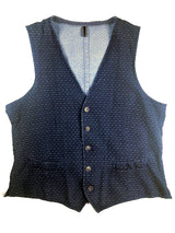 LBM 1911 Vest Medium/50, Denim blue geometric pattern Cotton