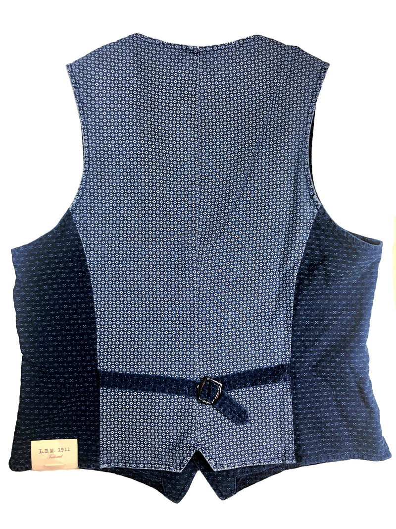 LBM 1911 Vest Small/48, Denim blue geometric pattern Cotton