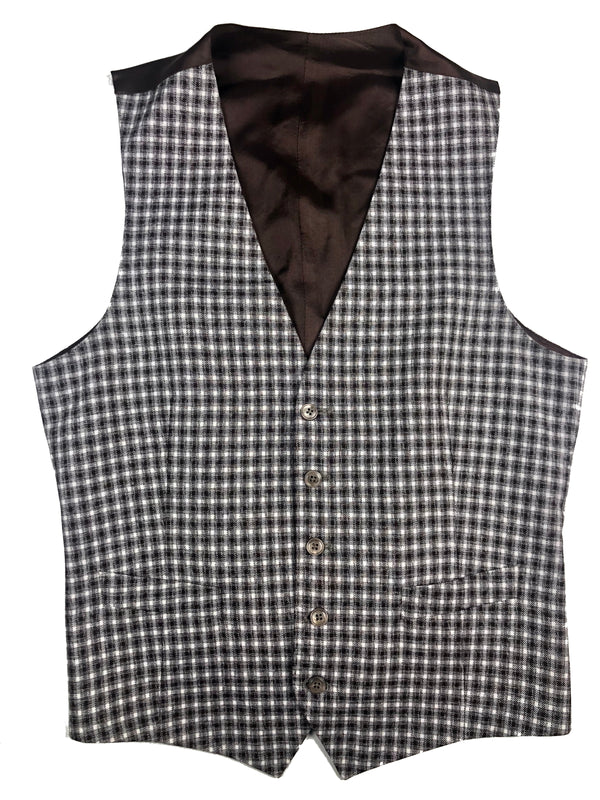 LBM 1911 Vest Medium/50, Black/White check Cotton/Linen