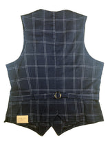 LBM 1911 Vest Small/48, Ink blue windowpane Cotton/Linen blend