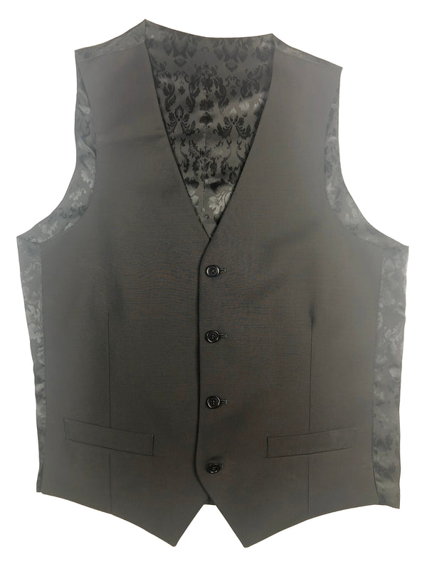 Luigi Bianchi Vest Small/48, Solid black Wool/Mohair