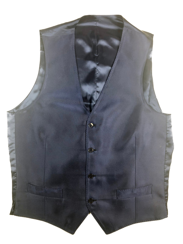 Luigi Bianchi Vest Large/52, Solid navy blue Silk blend