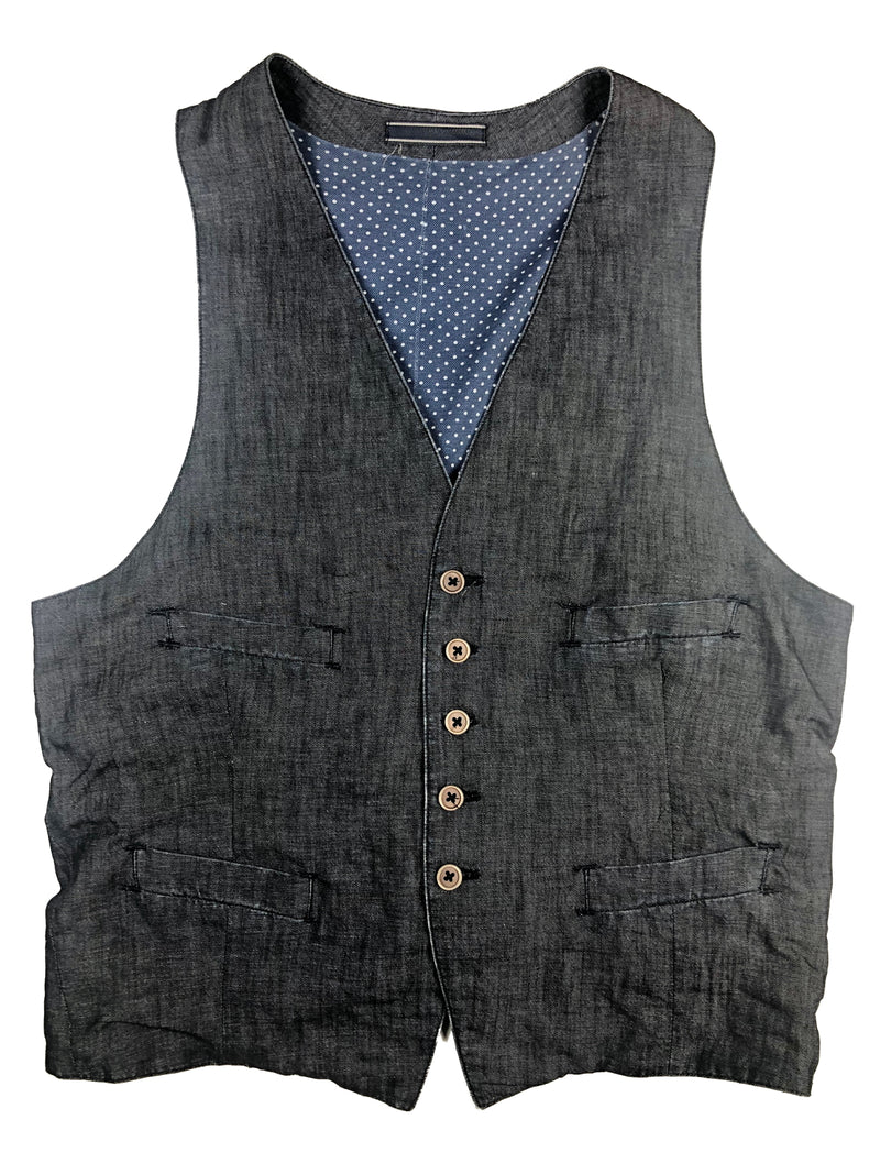 LBM 1911 Vest Large/52, Weathered ink blue Cotton/Linen