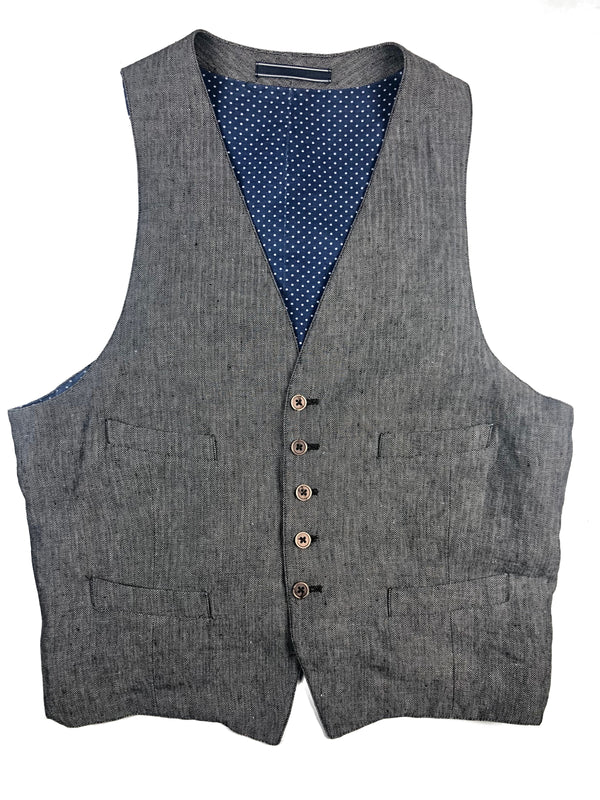 LBM 1911 Vest Large/52, Earthy grey herringbone Linen