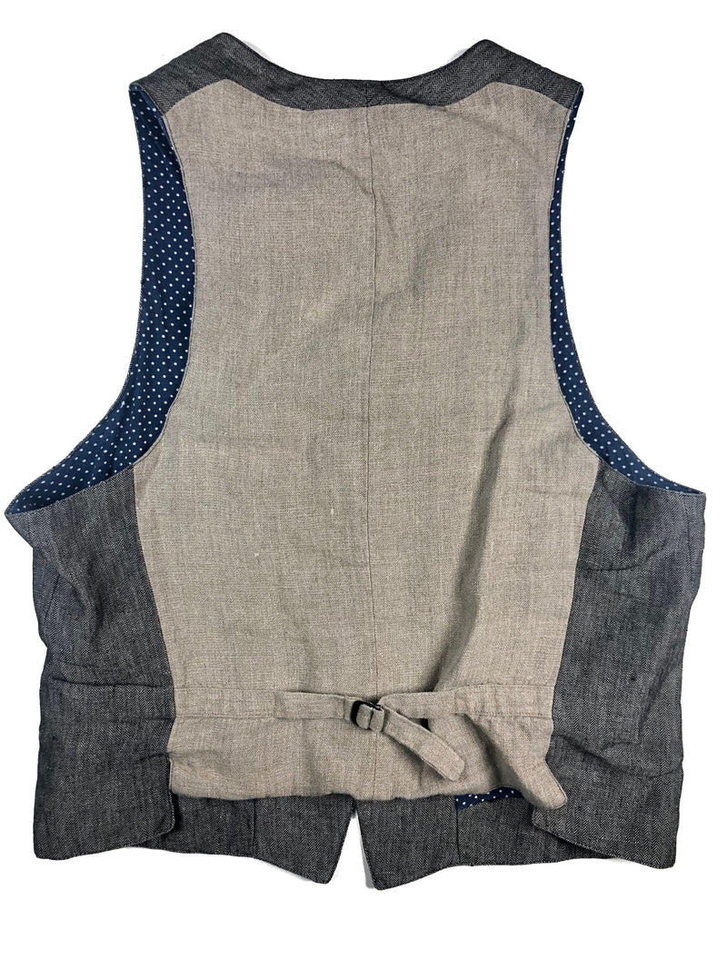 LBM 1911 Vest Large/52, Earthy grey herringbone Linen