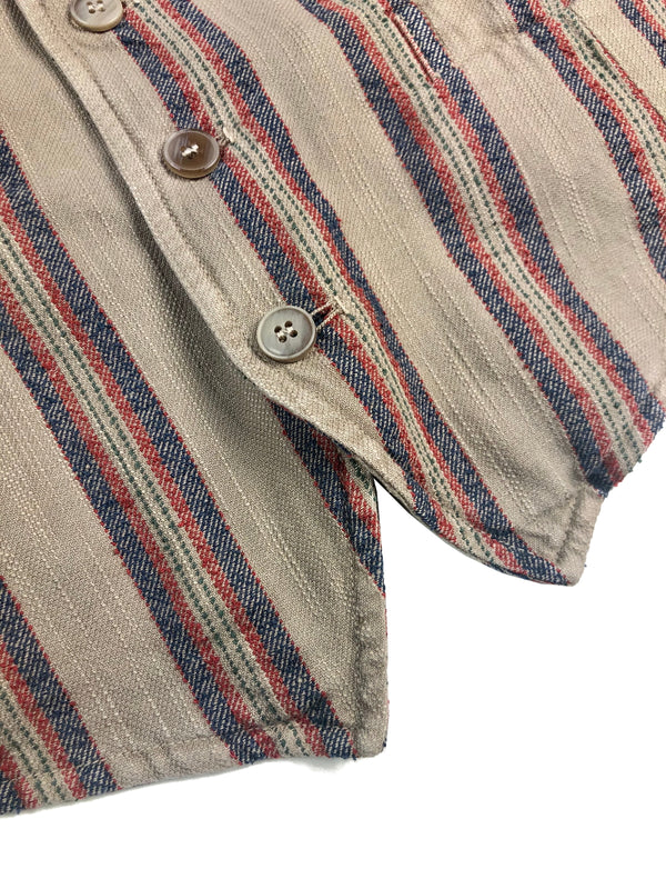 LBM 1911 Vest Large/52, Beige with Indigo/Terracotta stripes Cotton blend