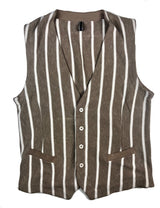 LBM 1911 Vest Medium/50, Taupe brown with white stripes Cotton/Linen