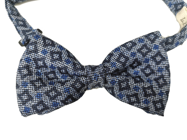 LBM 1911 Bow Tie, Blue diamonds Linen/Silk